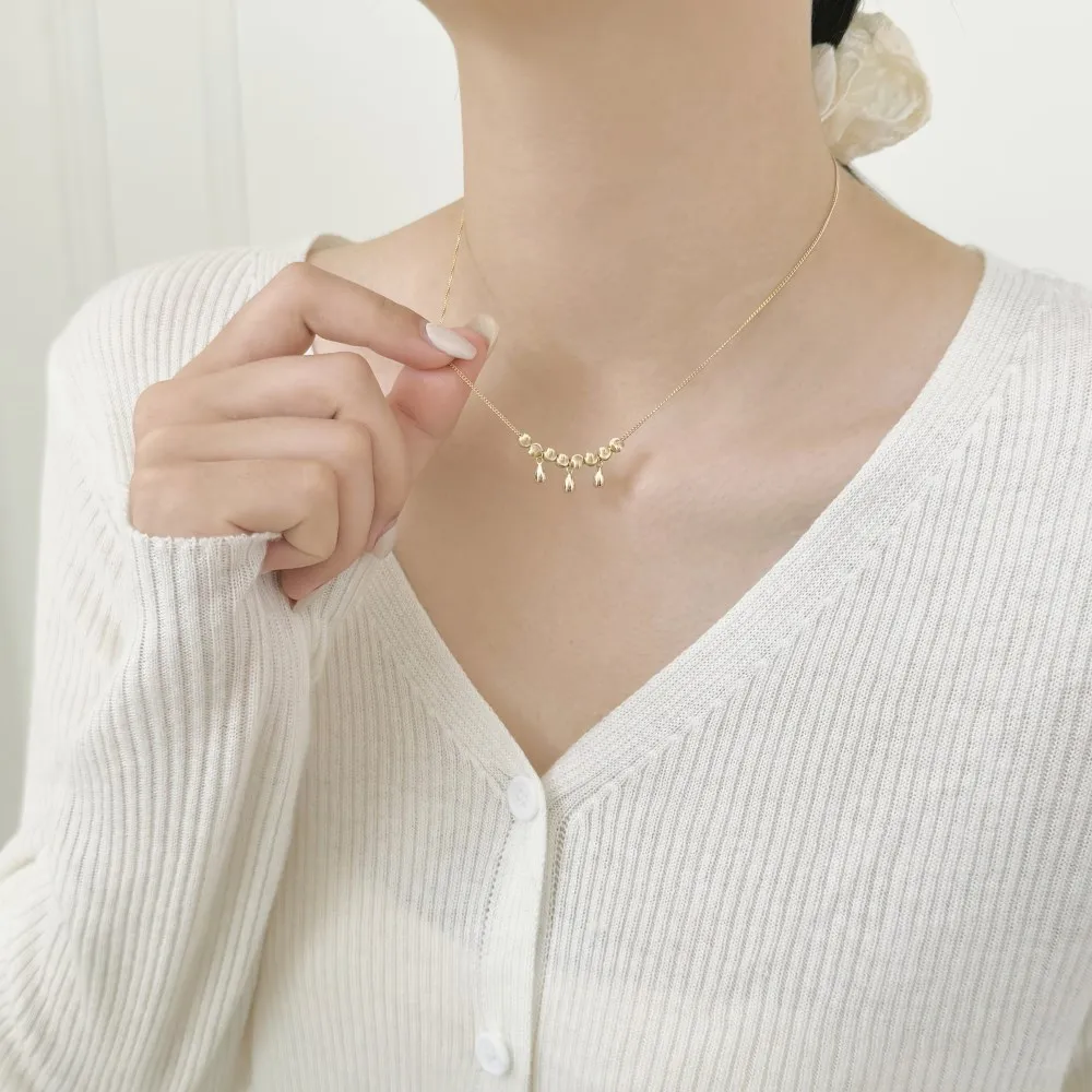 KAKODIY Charm Jewelry Rhodium 14K Gold Plated Sterling Silver Shiny Ball Bead Drop Shape Pendant Necklace detail 8