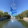Moon-style gradient blue mirror shell wind chime