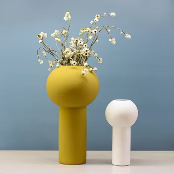 Jiayi Nordic Morandi Creative Ceramic Vases Tall Cylinder Handicrafts Arranged Flowers Home Decoration
