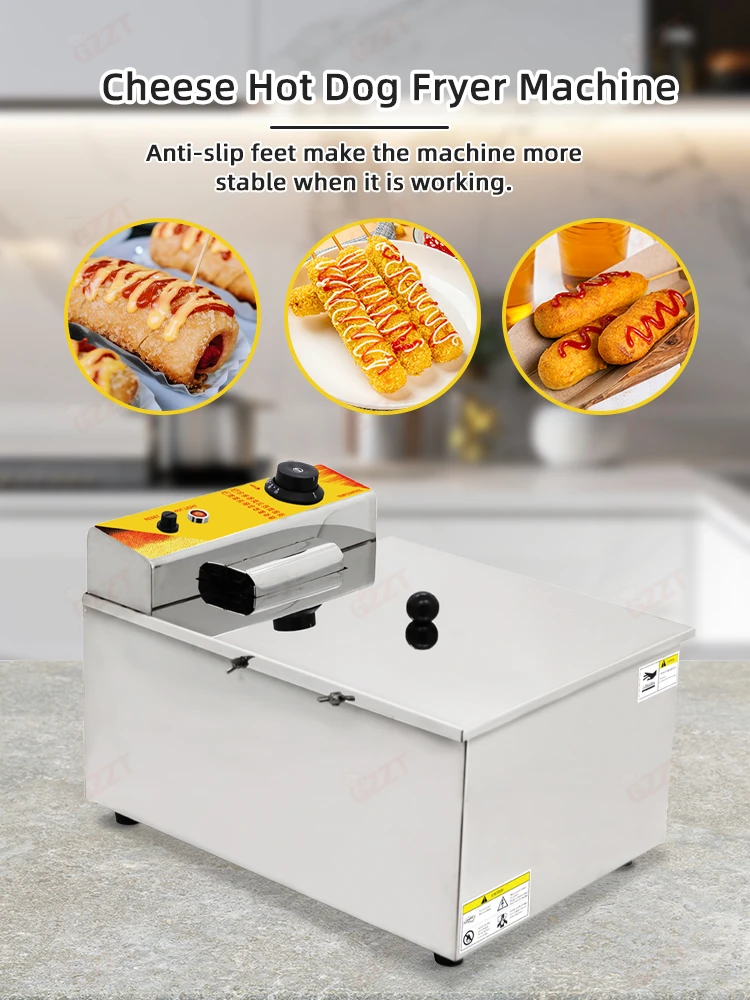 Countertop Deep Korean Corn Dog Fryer Machine Commercial Electric Deep  Potato Chips Chicken Fryer Hot Dog Cheese Electric Fryer
