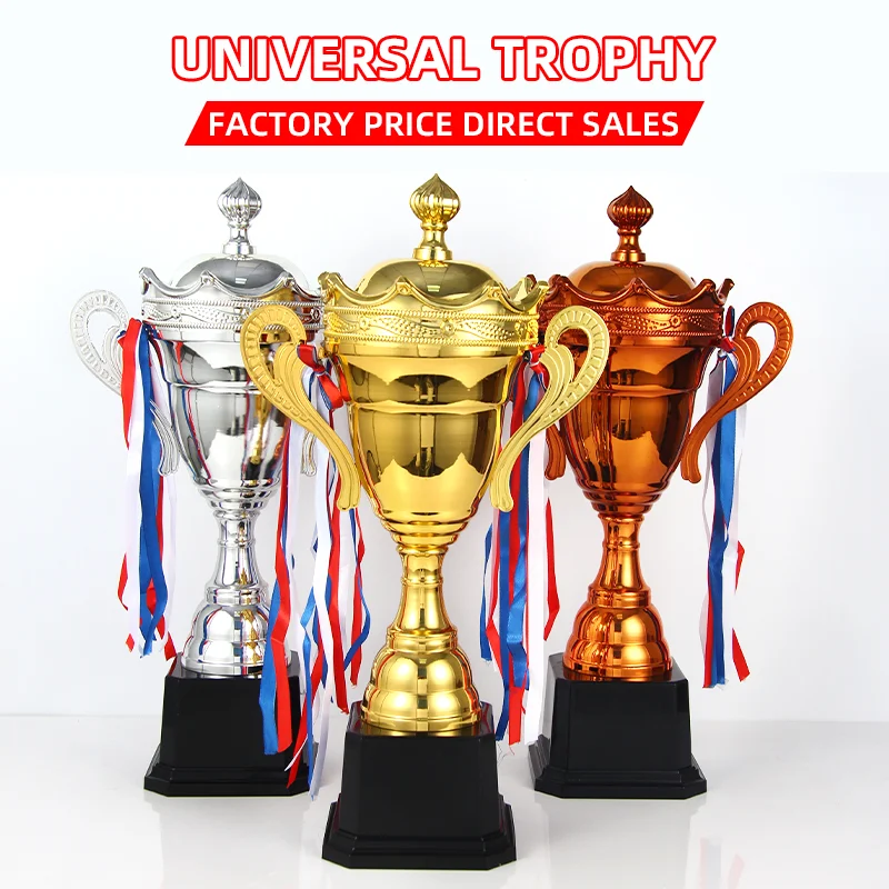 Big Cup Metal Cup Trophy Custom Design and Mold Service King Crown Top Large Metal Craft Plated Trophies Cups From China