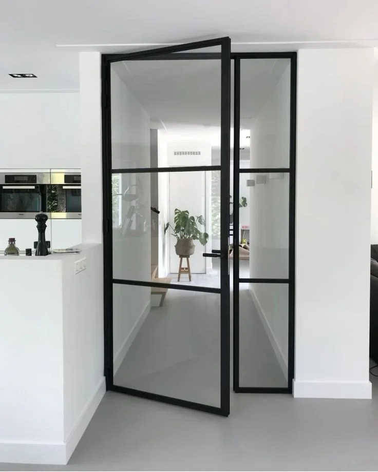 French Design Steel Looked Aluminum Frame Glass Hinged Door for Interior/exterior
