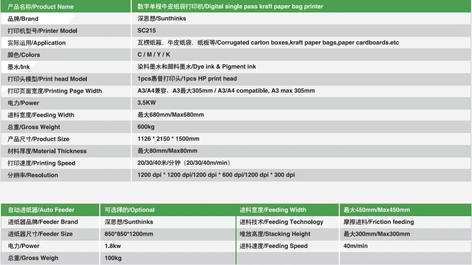 Sunthinks Digital Cartons Single Pass Printer For Hp Head