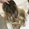 honey brown highlight color topper with 4X4 silk base