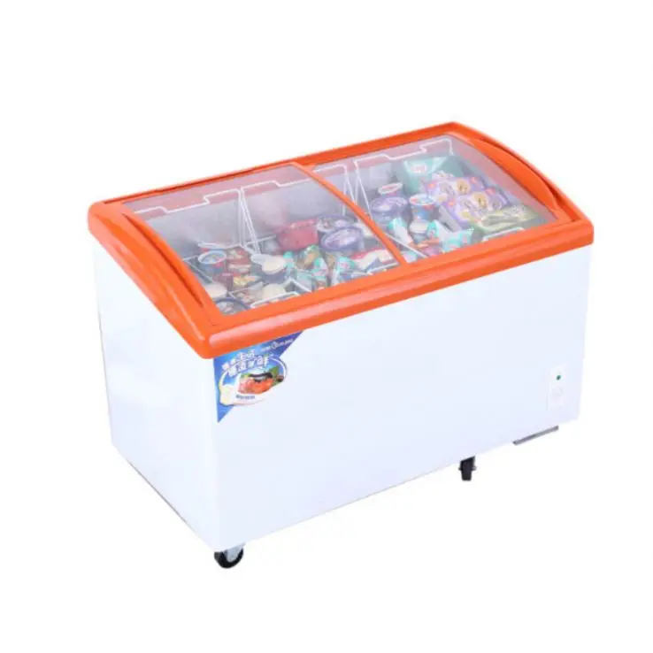 Small Double-Temperature Display Freezer Deep Ice Cream Showcase for Supermarket and Shop Use