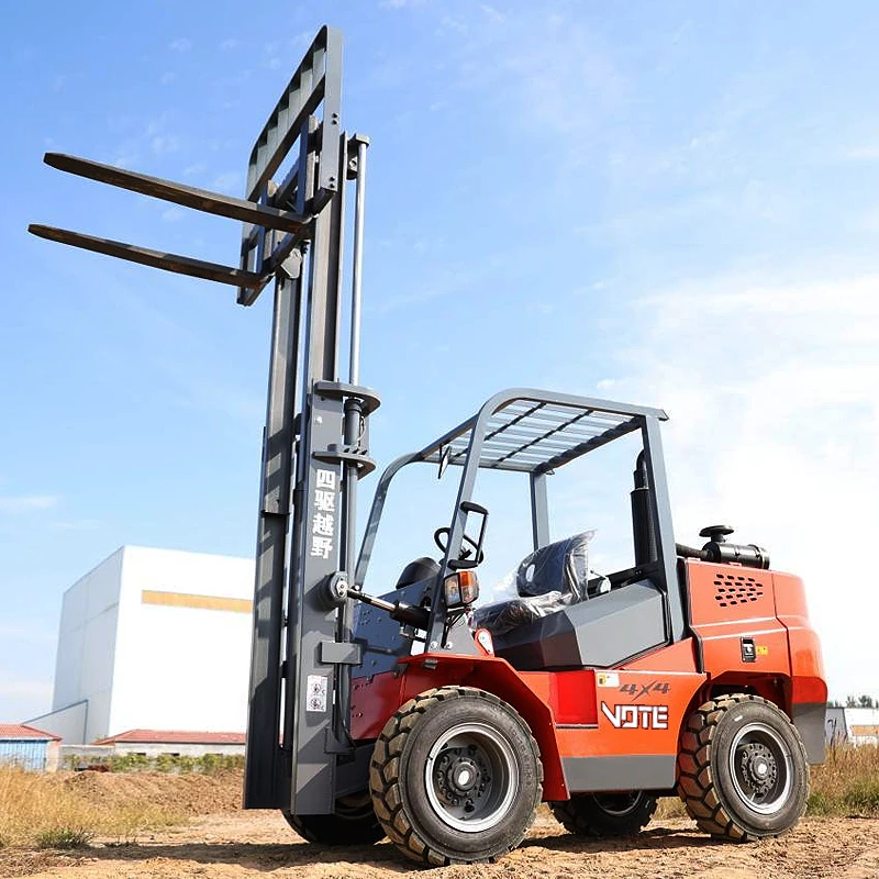 VOTE China 4x4 Drive Forklift off Road Four Wheel All Terrain Forklift 3Ton Truck Handling Equipment Applicable diesel Home Farm