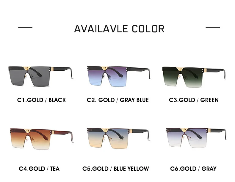 VASHAP 10138 2021 New Unique Oversized Sunglasses One Piece Plastic Metal Designer Shades clear Women Men Retro Sun Glasses UV40