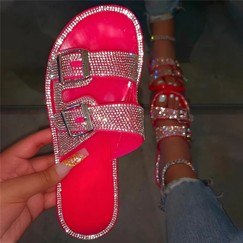 Rhinestone Women Slippers Flip Flops Summer Slides Women Shoes Crystal  Diamond Bling Beach Slides Sandals Casual Shoes Slip On - AliExpress