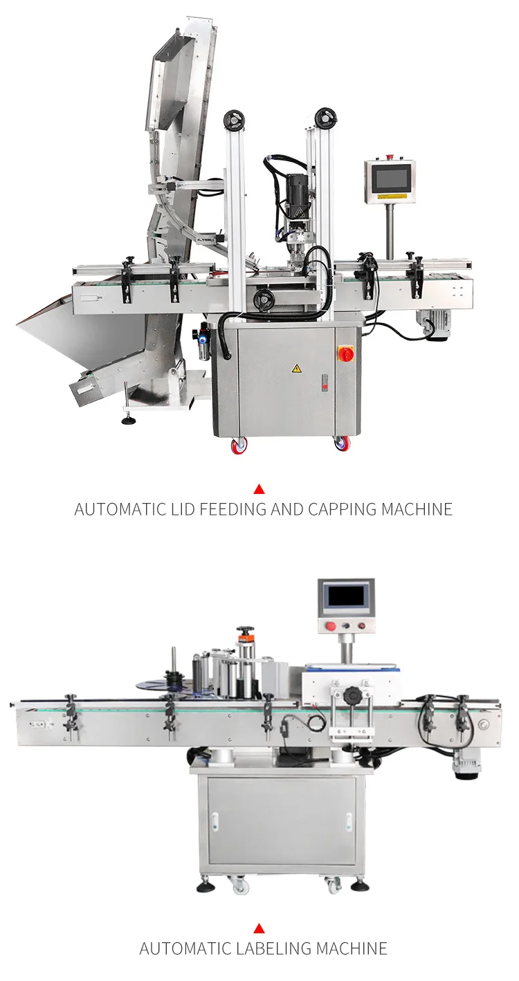 product full automatic round plastic candy jar health supplement bottle screw capping sticker labeling wrapping machine-4