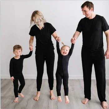 Custom Pajamas Family Matching Outfits Look Plaid Letter Daily Patchwork White Long Sleeve Daily Matching Outfits Fall Winter