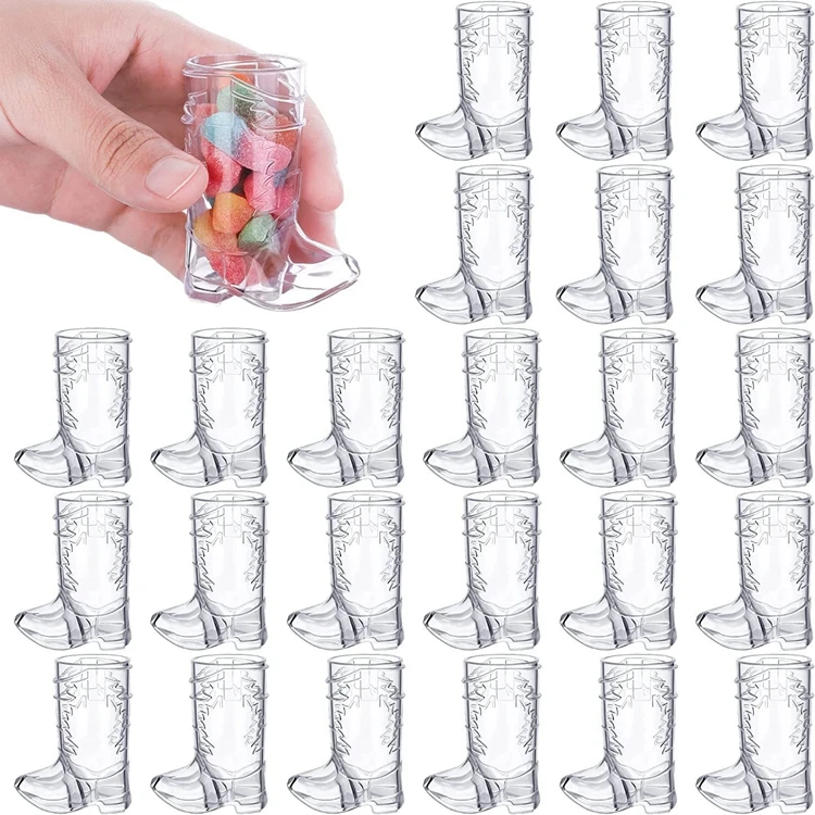 Hstyle Cowboy Boot Shot Glasses Mini Plastic Boot Cups Pink Beer Boot Mugs Western Cowboy Cowgirl Theme Party Supplies HS1799