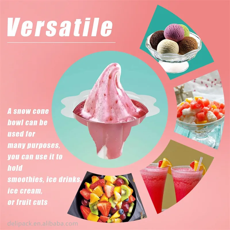 8 Oz Plastic Disposable Ice Cream Flower Bowls Plastic Clear Sundae