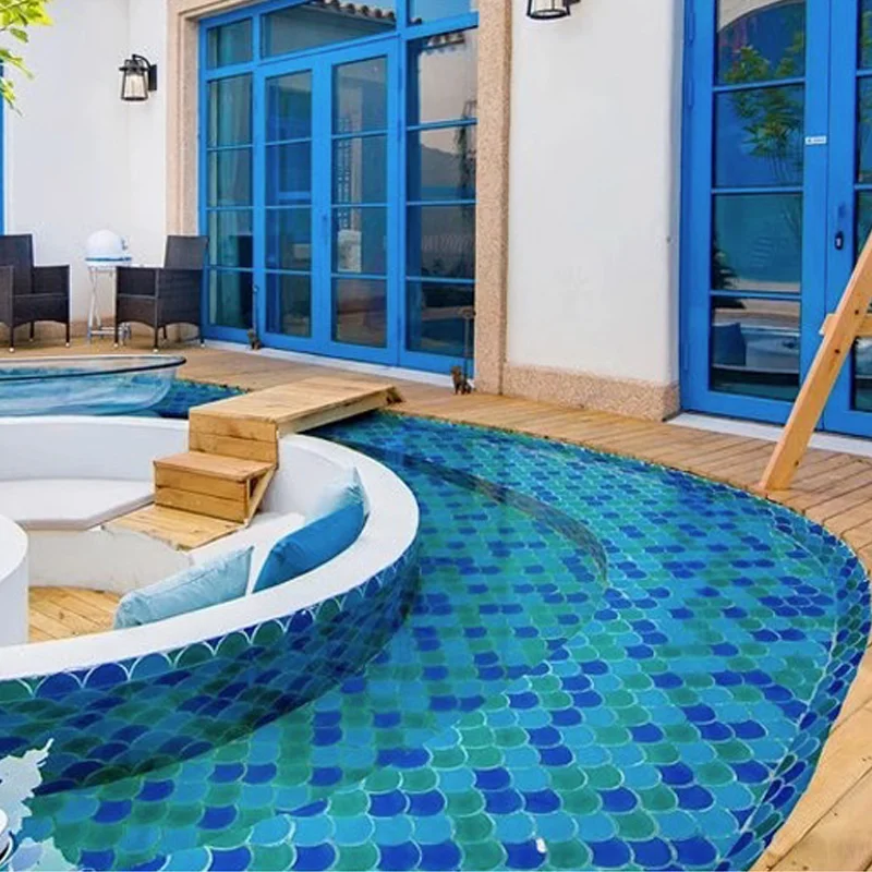 Glossy Gel Painting Marble Leaf with Travertine Egypt Pieces Sicis Mosaic-mesh Back Tile Mosaic