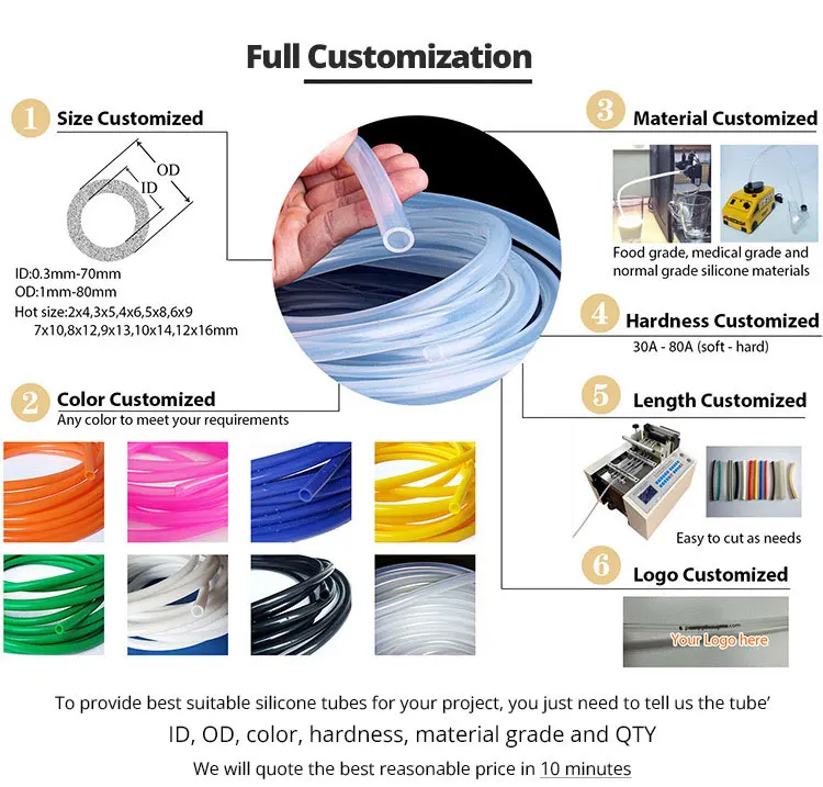Custom Color Soft Silicon Rubber Hose High Temperature Flexible Thin Wall Medical Food Grade Silicone Tubing