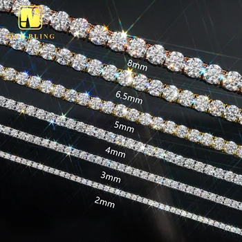 Cheapest Price Tennis Chain 3mm 4mm 5mm GRA Hip Hop Jewelry 925 Sterling Silver VVS D Color Diamond Moissanite Tennis Necklace