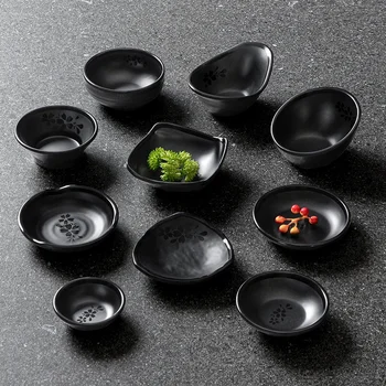 Melamine Commercial Small Dish Tableware Set for Using of Flavor Dish for Hot Pot Black Soy Sauce Chili Dip