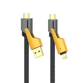 LKL USB C Cable 4-in-1 USB-C Cable 3ft C-L 27W, C-C 65W USB-C Charger Cable with Hook-and-Loop Fastener