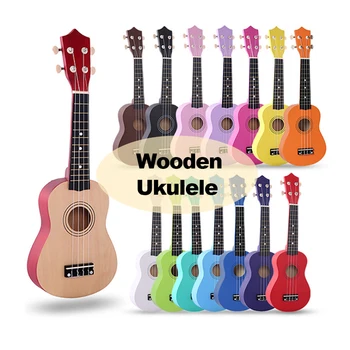 21 Inch Wholesale Kids Toy Cheap Colorful Soprano Concert Basswood Small Guitar Ukulele With Accessories