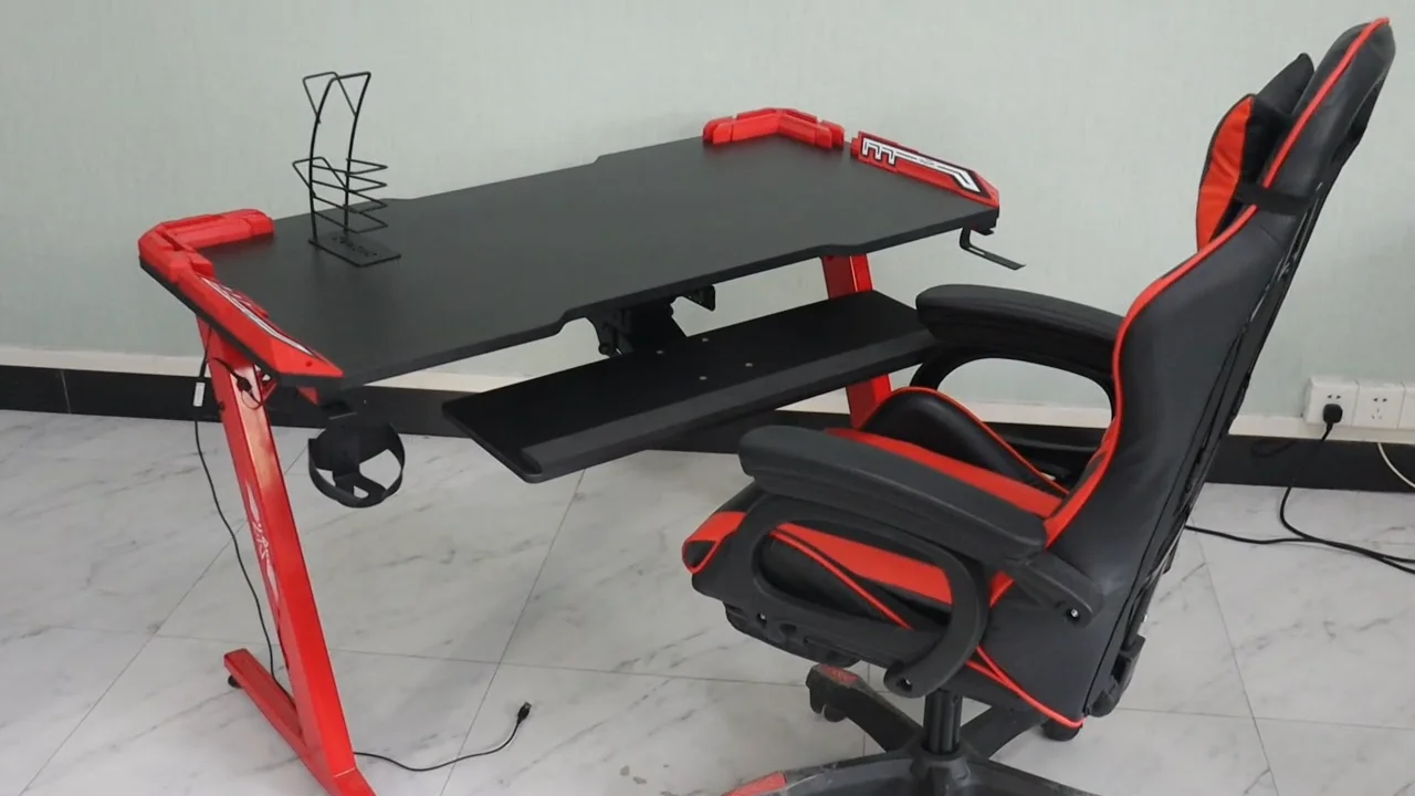 Factory Wholesale Pc Gamer Desk With Led Light Esports Gaming Table Rgb