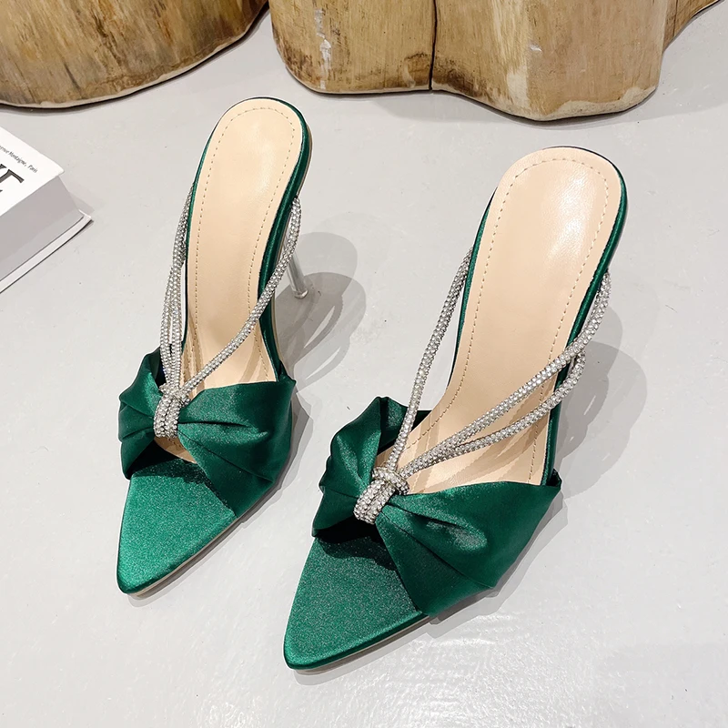 Fashion Rhinestone Bowknot Wedding Party Slip-on Women Sandals 2023 ...