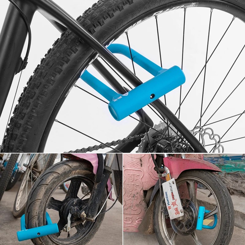 BSCI Factory Popular Silicon Coated  D Lock  Anti Theft Bike U Lock Motorcycle Lock for Bike Motorbike Ebike