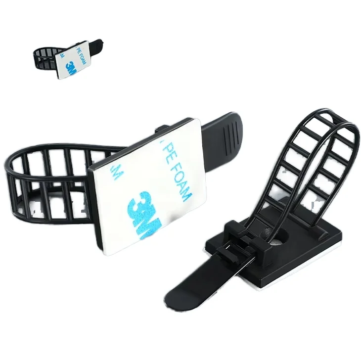 CL-3 Nylon PA66 Black/White Adjustable Adhesive Cable Ties Wire Strap Cord Clamp Management Cable Clips for Home and Office