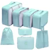 Blue 8-piece set (including a toiletry bag)