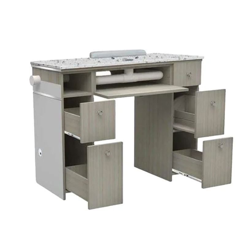 Simple Hot Sale Marble Top Nail Bar Furniture Nail Manicure Table With Dust Fans Light Luxury