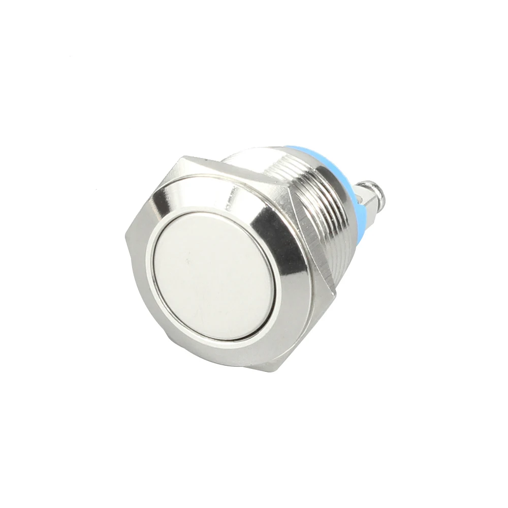 19MM Metal Push Button Switch ON-OFF Flat Button Push Switch 2Pin Momentary Push Button Switches with Screw Terminal