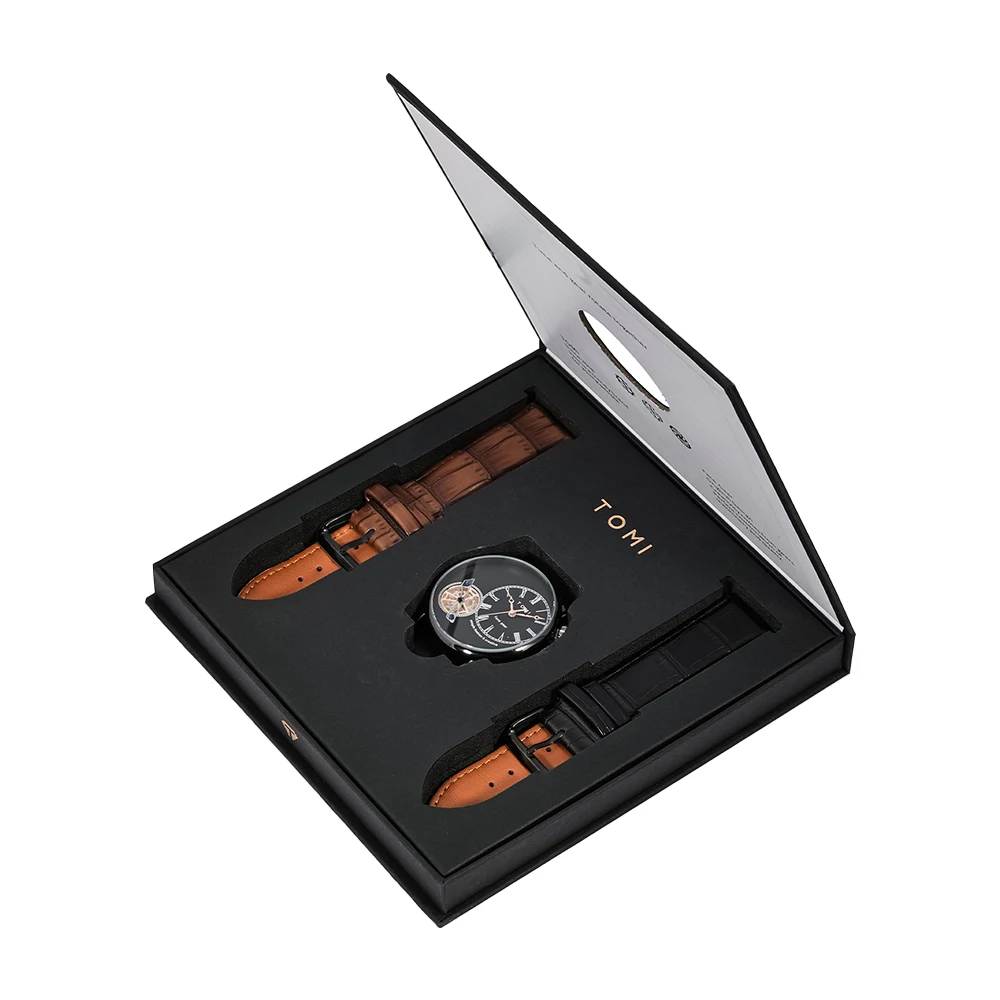 tomi TOMI Business Quartz Watch, 42mm Alloy Case, Leather Band, Day