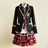 Black top + shirt and tie + red plaid skirt