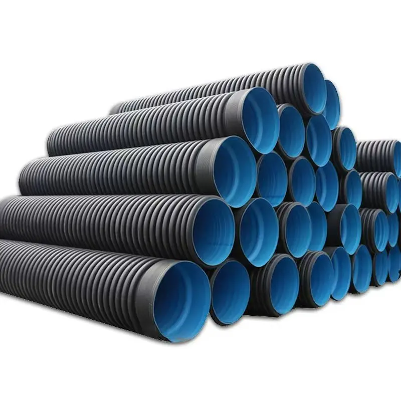 High-Durable HDPE Corrugated Sewer Pipe Double Wall High Pressure for Municipal Drainage Water Transport PC Socket Connection