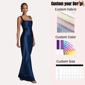 Pure Color Long Bridesmaid Dress Corset Sheath Dress for Wedding Party Simple Boat Neck Satin a Line Evening Dress Gentle