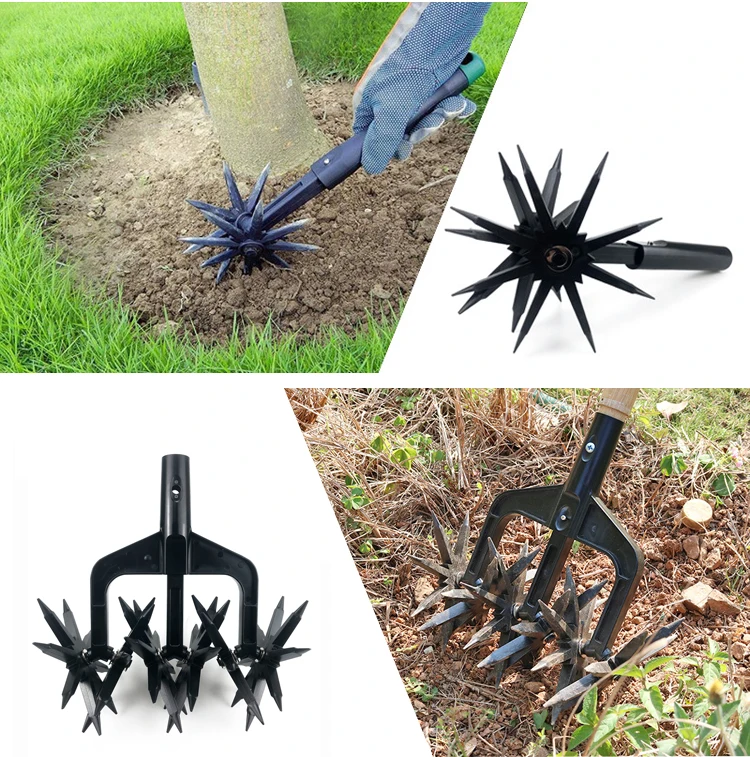 Manual Soil Turning Tool Lawn Ripper Garden Loose Soil Aerator Rotary