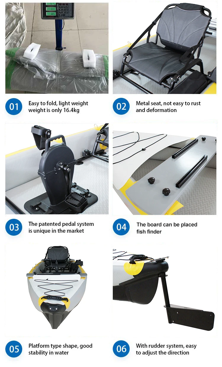 430cm Wholesale Foldable Inflatable Fishing Kayaks With Foot Pedal