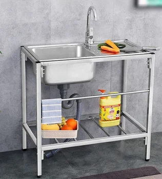 Commercial Stainless Steel Kitchen Sink For Restaurant Outdoor Washing Sink Heavy Duty Table With Wash Sink