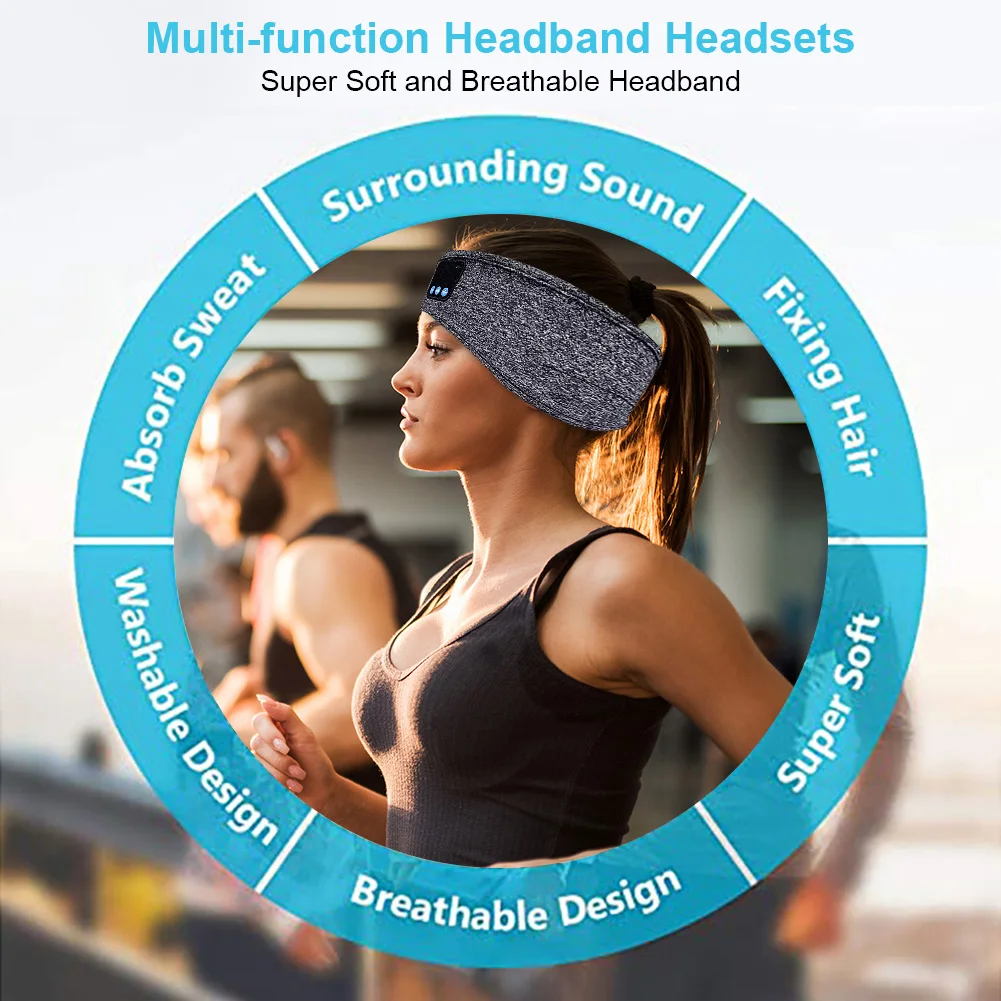 High Quality Outdoor Sports Yoga Knitted Hair Band BT Earphones Sleeping Stereo Music Headset Headband Wireless Headphones details