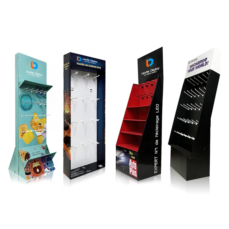 Shops Floor Cardboard Pos Carton Display With Hooks Sports Product ...