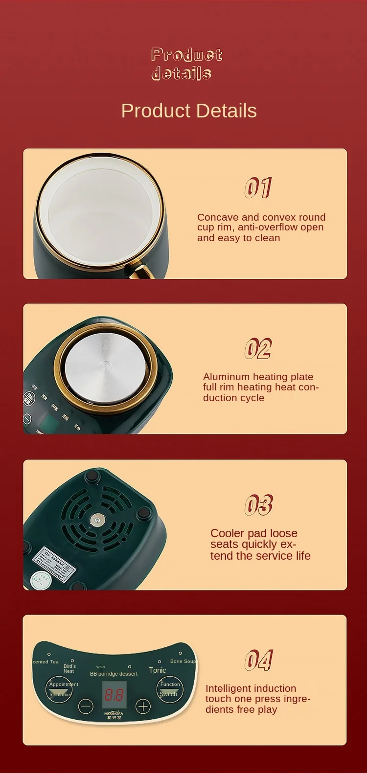 Multifunctional retro ceramic electric stew cooker health bottle Household touch good-looking mini electric heating health pot