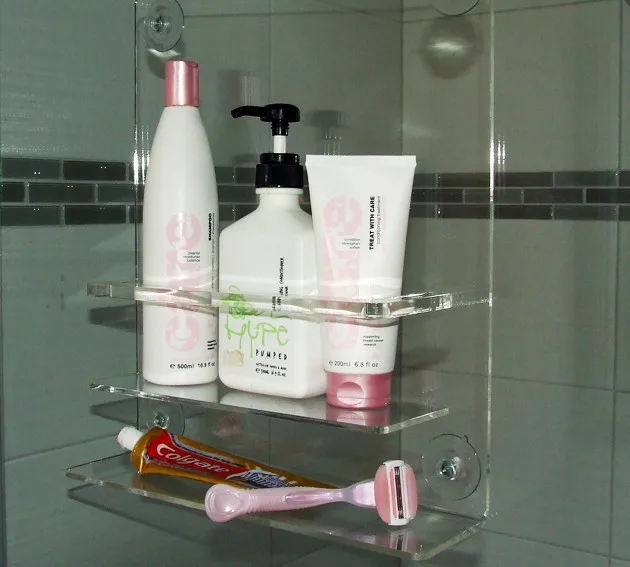 Factory Price Customized Modern High Transparent Acrylic Hanging Bathroom  Shower Caddy Shelf