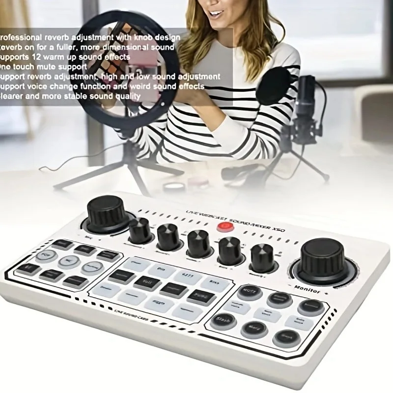 Oem wholesale External Audio Mixer Live Sound Card Mobile Phone Voice Changer Karaoke Broadcast Recording Home KTV