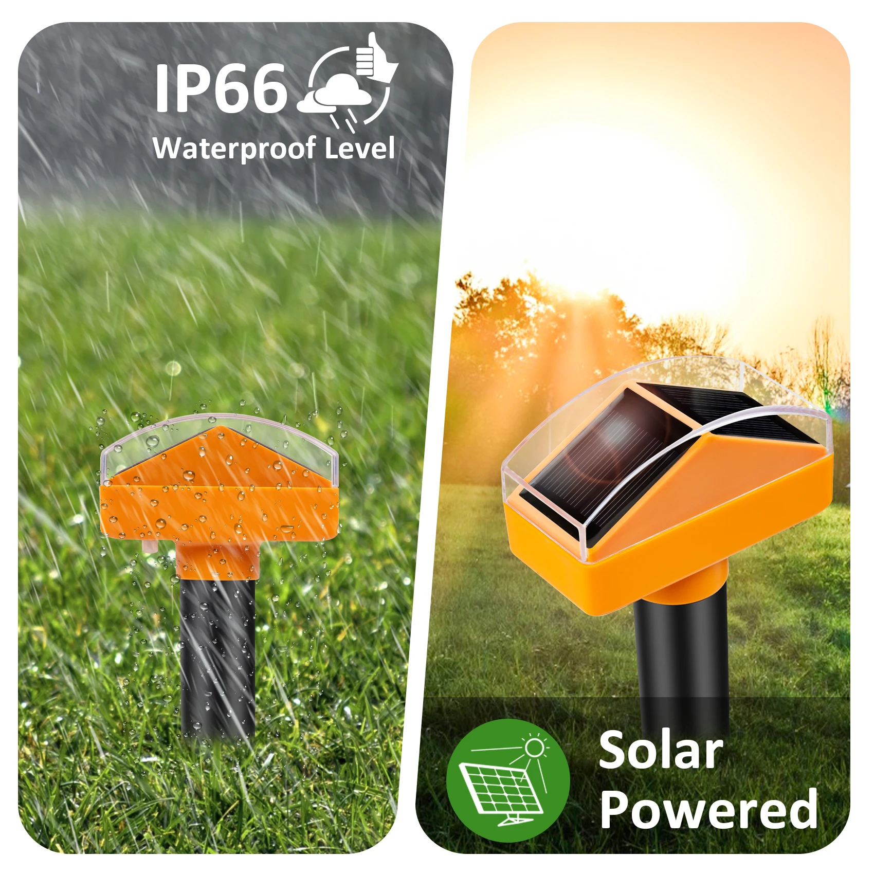Mole Repellent Motor Vibrate Motion Sensor Led Light Alarm for Gargen Lawn Solar Animal Repeller