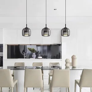 Vintage Industrial Chandelier Lamp Adjustable Hanging Glass Lighting for Cafe Loft or Home Decor Middle Size Bar Lamp