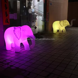 Large Life Size Outdoor LED Elephant Statues White Lamp Decorative Lighting with Colorful Change