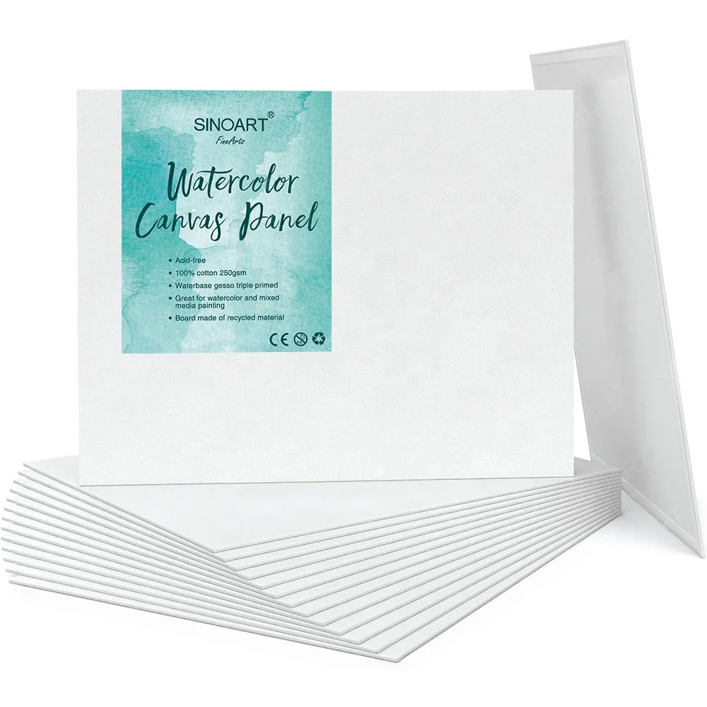 Sinoart 100 Cotton Canvas Panel Board 3mm Thick Watercolor Canvas Board Canvases For Painting