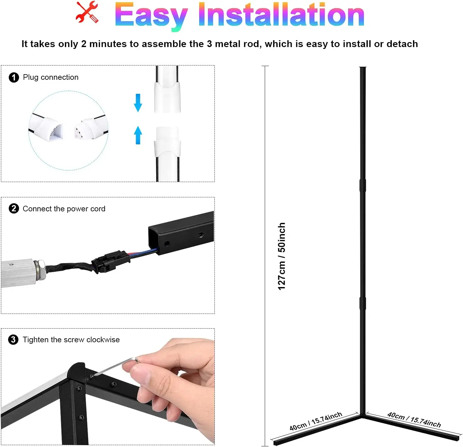 Decoration Playroom Living Room Standing Lamp Led Corner Music Sync Rgb ...