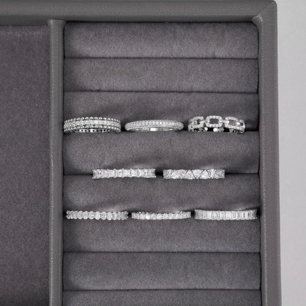 KAKODIY High Jewelry 925 Sterling Silver 3 Row Layer 5A Cubic Zirconia Eternity Band Women Jewelry Ring detail 3