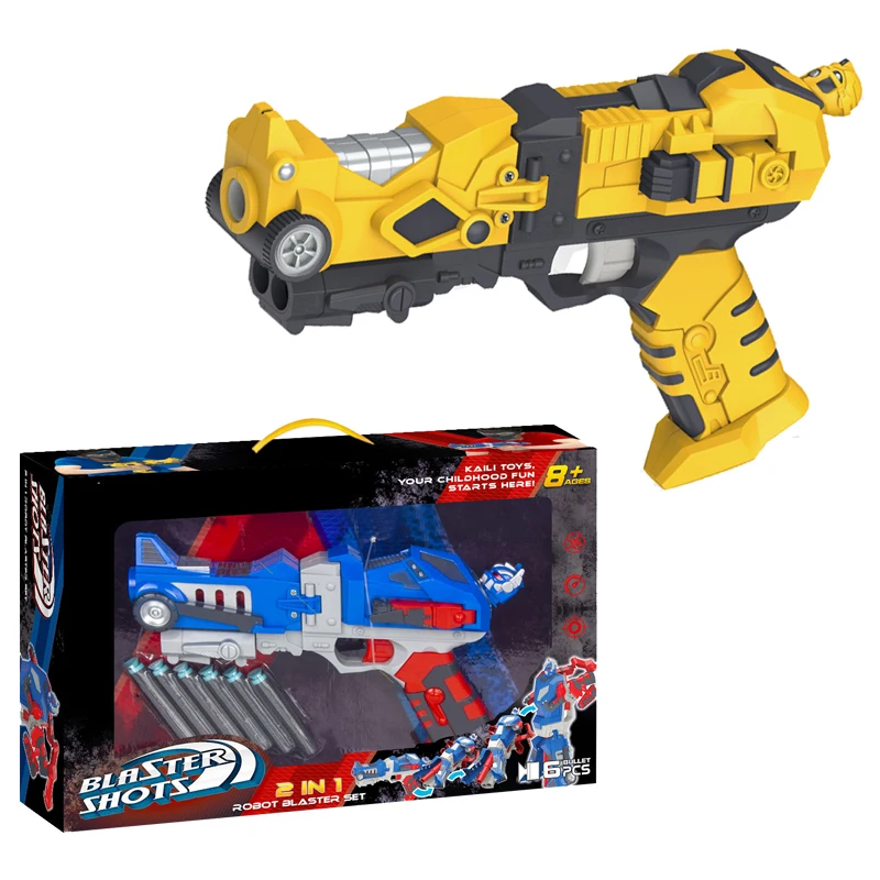 MJ TOYS Electric Robot Deformation Soft Shotgun Automatic Soft Bullet Gun Toys with 6 Bullets for Kids