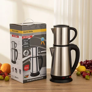 Automatic Shut Off Stainless Steel Stacking Pots - 1L&2L, Hidden Heating Elements, Easy Carrying for Household Use