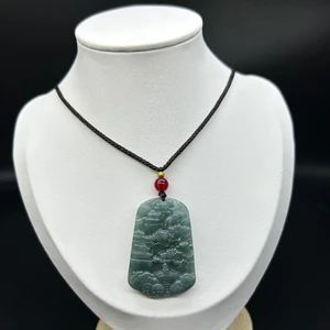 Unisex Jade Pendant, Natural Jade with clear Water Landscape, Rich Mountain Living Pendant Gift